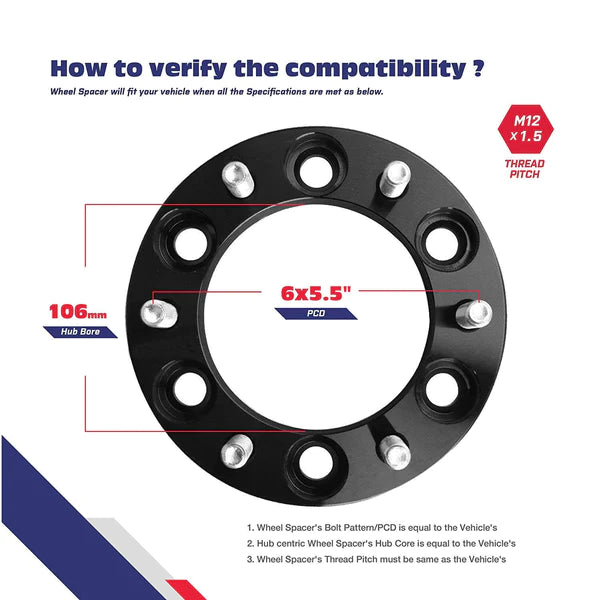 Wheel Spacers 1.25" 6x5.5 to 6x5.5 Hubcentric For Toyota 4Runner Tacoma Tundra FJ Cruiser Sequoia
